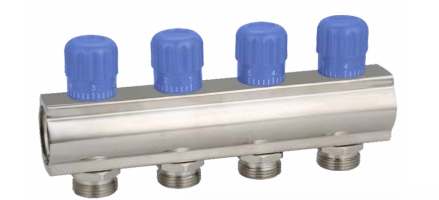 4 Port Manifold  1" - 3/4" Blue Valves